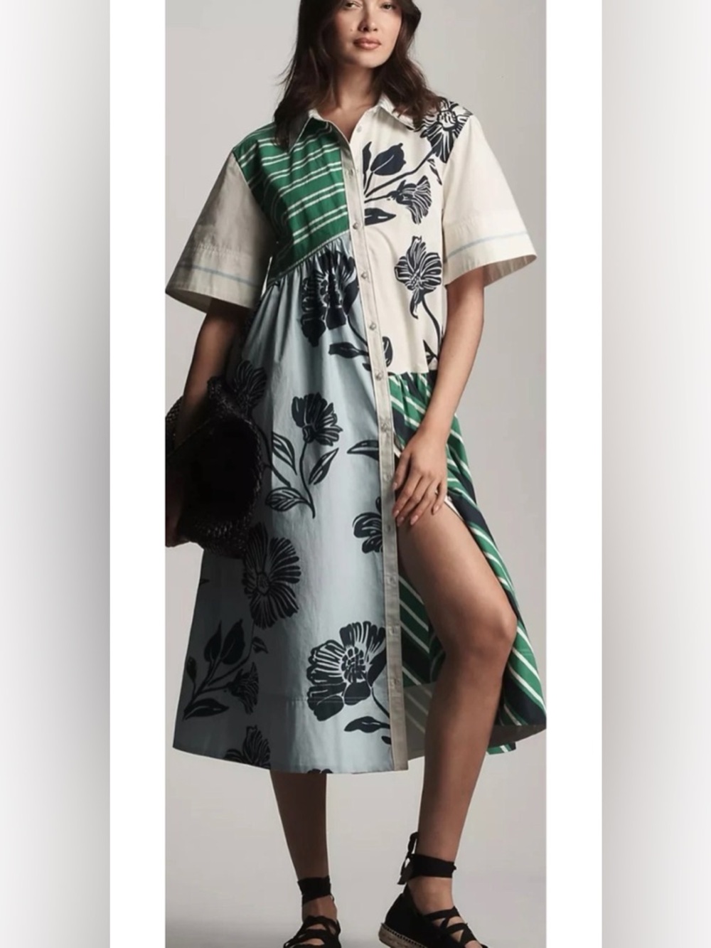 Maeve by Anthropologie Beatrix Mixed Print Shirt Dress (NEW WITH TAGS)